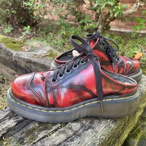 Dr Martens Red & Black Leather Chunky Oxford Made in England Vintage Shoes 7